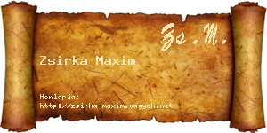 Zsirka Maxim névjegykártya